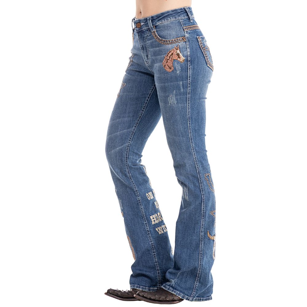 Calça Zenz Western Jeans Old Farm Bordados e Brilhos Barra - ORIGINAL - Imagem 3