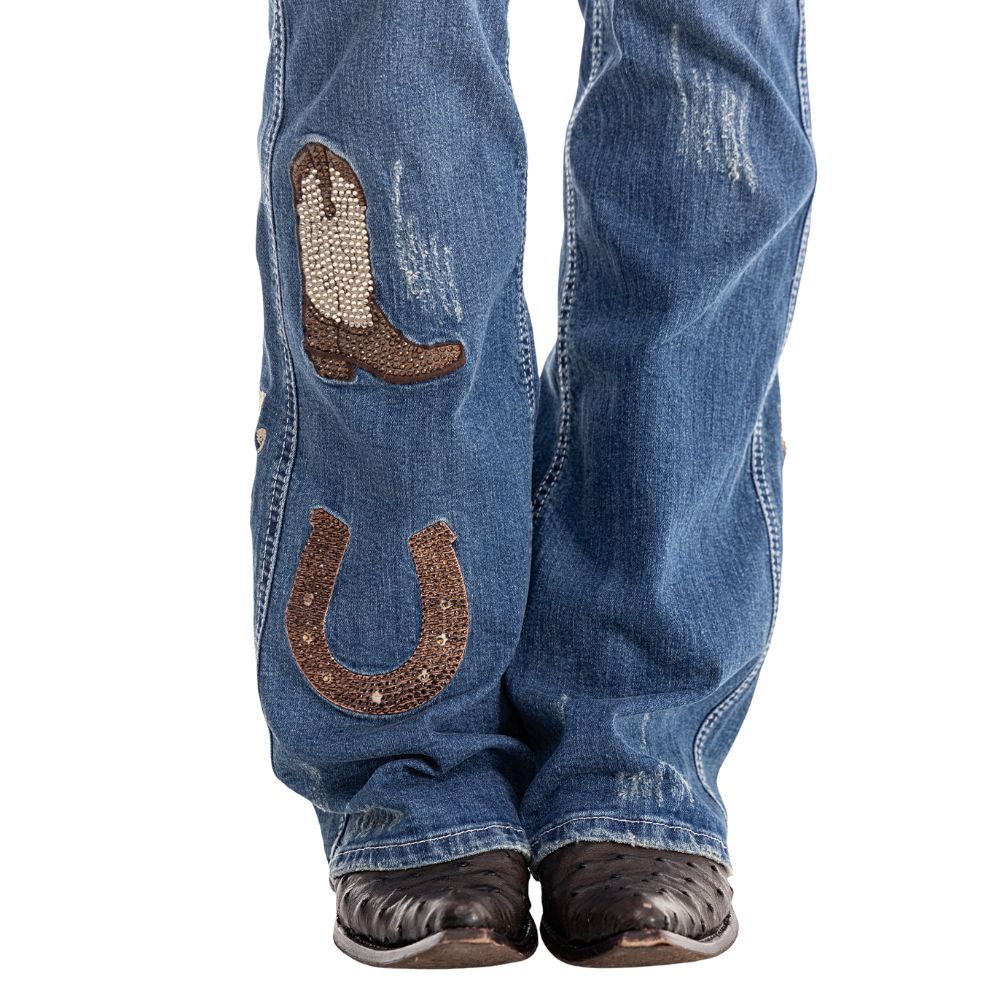 Calça Zenz Western Jeans Old Farm Bordados e Brilhos Barra - ORIGINAL - Imagem 5