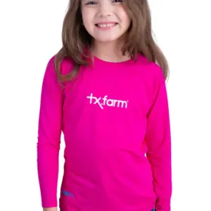 CAMISETA TÉRMICA JUVENIL UNISSEX UV50+ TEXAS FARM - ROSA PINK/ BRANCO