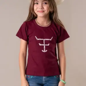 CAMISETA JUVENIL FEMININA TEXAS FARM - VERMELHO VINHO