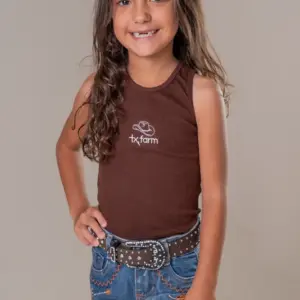 REGATA CANELADA MINI FEMININA TEXAS FARM - JOY - MARROM CAFE