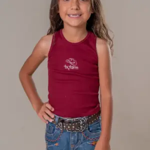 REGATA CANELADA MINI FEMININA TEXAS FARM - JOY - VERMELHO VINHO