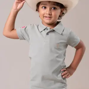 CAMISA POLO MASCULINA MINI TEXAS FARM - BUCKAROO - VERDE OUTONO
