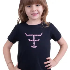 CAMISETA FEMININA INFANTIL TEXAS FARM - PRETO