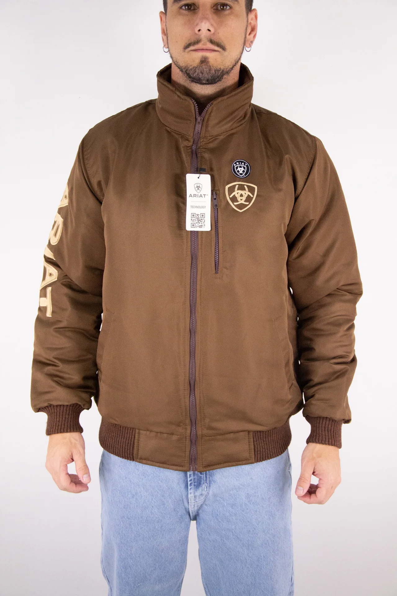 Jaqueta Masculina Ariat Nylon - Bordado Marrom